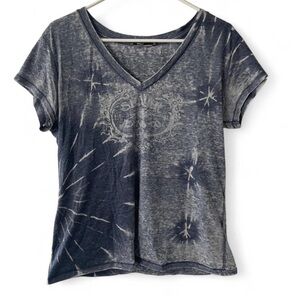 Silver Jeans Navy Tie-Dye V-Neck Tee